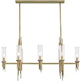 Alora LP335838VBCR Torres Pendant, Ribbed Glass/Vintage Brass