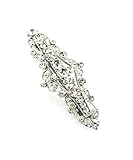 Women's Rhinestone Metal Hair Barrette Clip Hair Pin Antique Silver IMB2141