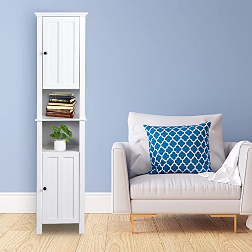 Unovivy Tall, Floor Standing Storage 2 Doors Wooden with 6