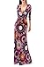 Vivicastle Women's Printed V-Neck 3/4 Sleeve Faux Wrap Waist Tie Long Maxi Dress (Large, H41, Magenta)