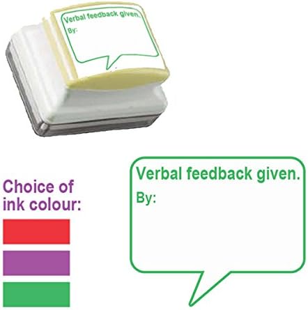 Verbal Feedback Given. by: Teacher Feedback, Large School Stamper. Choice of Ink Colour. (Green)*