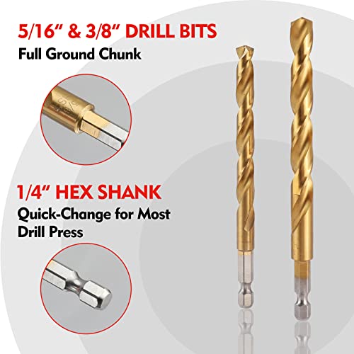 WORKPRO 9-Piece Hex Shank Drill Bit Set, Titanium Coated HSS Drill Bits from 1/16\