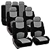FH Group Flat Cloth Full Set Car Seat Covers Three Row 7 Seater - Universal Fit for Cars, Trucks & SUVs Gray
