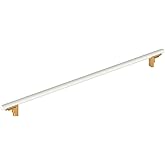 Signature Hardware 954044-24 Anberlin 24 Inch Center to Center Appliance Pull - Matte White Handle - Brushed Gold