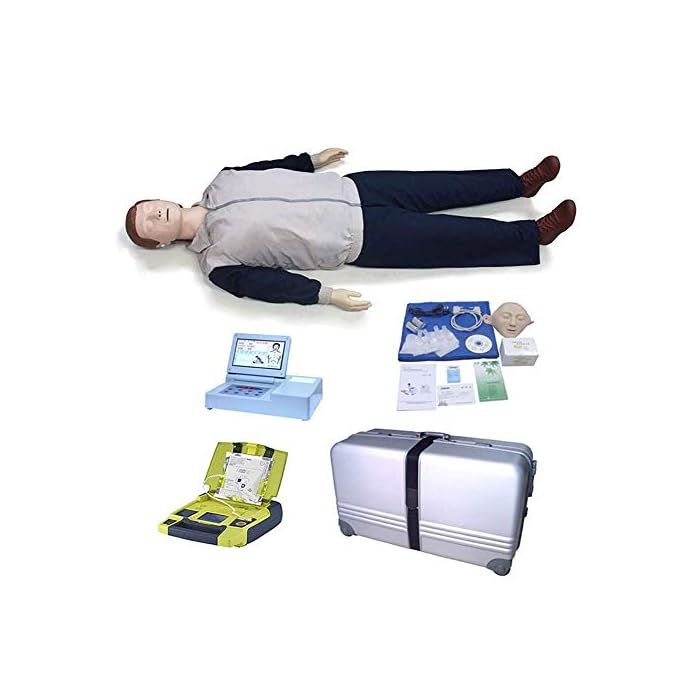GHDE&MD Resuscitation Manikins, for Nursing Medical Training Adult CPR-AED Manikin with Rate Monitor and AED Defibrillator, Medium Skin,170Cm