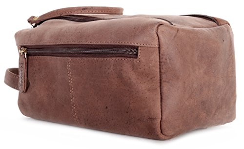 LEABAGS Palm Bay genuine buffalo leather toiletry bag in vintage style - Brown