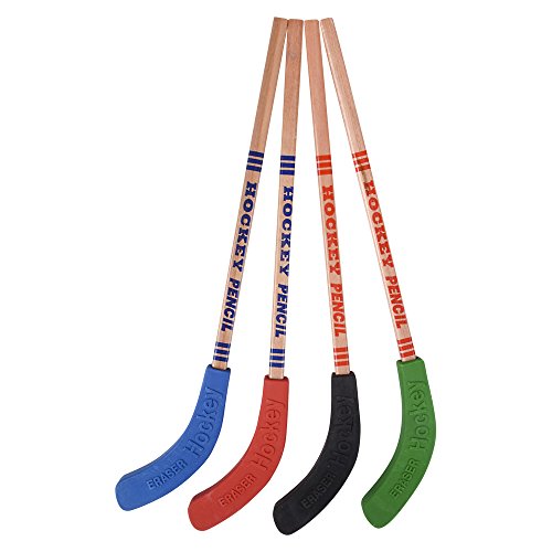 Hockey Pencils and Erasers (Pack of 12) Bulk 9 Inch Hockey Stick