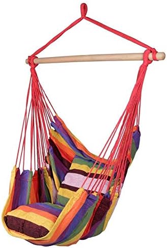 occitop Garden Hammock Hanging Rope Chair Swing Chair Seat w/2 Pillows (Red)