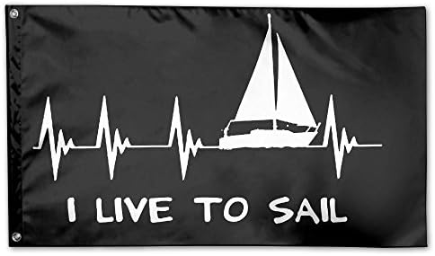 I Live To Sail Nautical Heartbeat 100% Polyester Fabric Christian Flag 3x5"