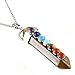 BEADNOVA 7 Chakra Natural Brown Tiger Eye Gemstone Necklace Hexagonal Healing Pendant Necklace Stainless Steel Chain 18