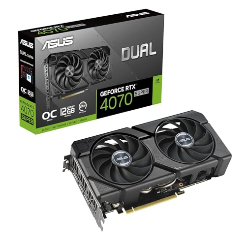 ASUS Dual GeForce RTX 4070 SUPER EVO OC Edition 12GB GDDR6X Gaming Grafikkarte (Nvidia RTX4070 SUPER DLSS 3, PCIe 4.0, 1x HDMI 2.1a, 3x DisplayPort 1.