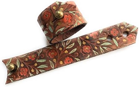 Rustic Boho Flora Leather Ponytail Wrap with Flat Elastic Colorful Hair Barrettes, Hair Accessory, Gift For Her, Hair Band, Gift Idea for Her for Women with Long Hair