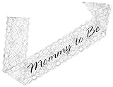 Elegant Lace Mommy to Be Sash (white) - Baby Shower Sash for the Mom to Be