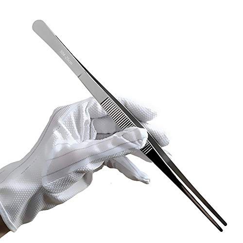 LIUNA Stainless Steel 25cm 10-inch Long Precision Straight Tweezers Forceps Aquarium Basin Tongs Kitchen Tools