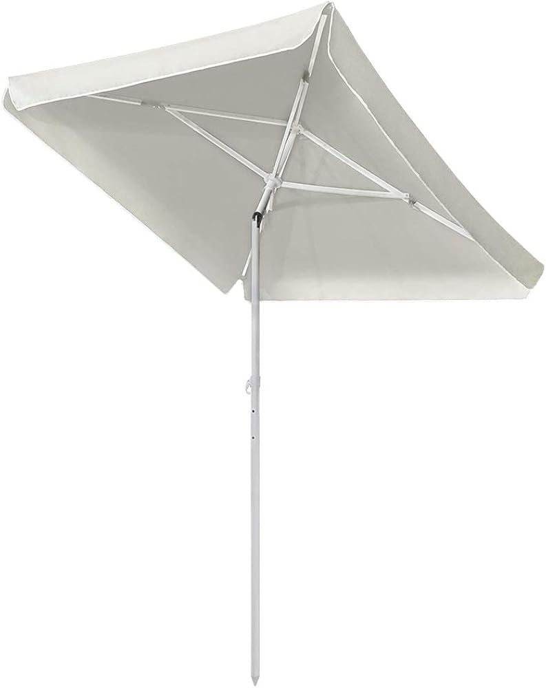 Uisebrt 200 X 125 Cm Parasol Beach Rectangular Tilting Uv Protection 50 Garden Umbrella Patio Umbrella Market Umbrella For Balcony Garden Patio Beige Amazon De Bekleidung