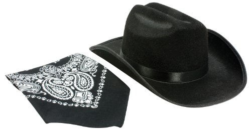 Aeromax Junior Cowboy Hat with Bandanna, Black