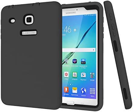 Samsung Galaxy Tab E 8.0 Case, LongSky Hybrid 3in1 High Impact Resistant Defender Cover, Heavy Duty Shockproof Armor Soft Silicone+Hard PC Case for Galaxy Tab E 8.0 inch SM-T377 / SM-T378/T375-Black