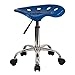 Flash Furniture Taylor Vibrant Bright Blue Tractor Seat and Chrome Stool