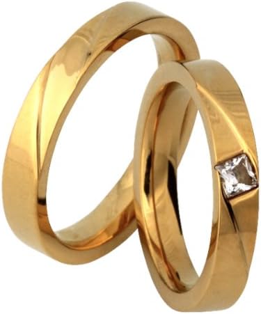 Jewelery Codex Wedding Rings Set For Him and Her, Couple Rings with FREE LASER ENGRAVING Stainless Steel With 1 Cubic Zirconia CZ Stone Color White
