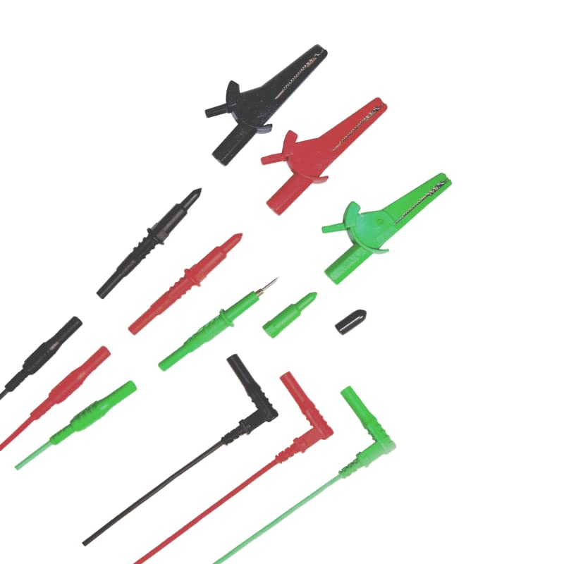 UNFUSED GS38 3 WIRE TEST LEADS - SUITABLE FOR MEGGER MFT1502 1502/2 MFT1552 & MFT1553 MULTIFUNCTION TESTER - RED, BLACK & GREEN