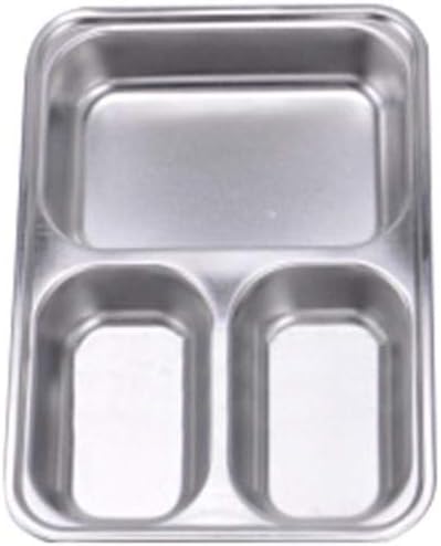 Dadahuam Stainless Steel Plate, Separate Compartment Lunch Box, Rectangular Divided Dinner Tray For Kids Camping Mess Trays Dinner Snack