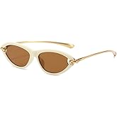 YAMEIZE Retro Cat Eye Sunglasses for Women Vintage Small Oval Cateye 90S Sunglasses Gold Frame UV400