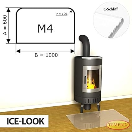 Temprix Kaminbodenplatte Funkenschutzplatte - Bodenplatte Glas & Metall
