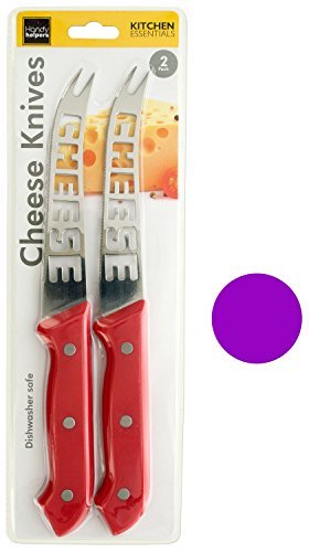Professional 10-Inch Cheese Knives, 2-Pack (Red, Purple, Green)