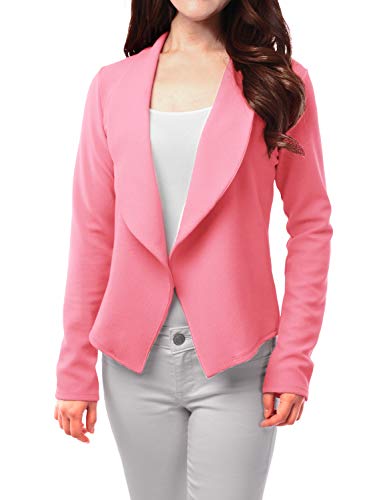 FASHIONOMIC Womens Light Weight Casual Work Office Open Front Blazer Cardigan Jacket (CLBC002) Rose 3X