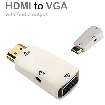 Skkart HDMI to VGA-Adapter with Audio HDMIMale to VGAFemale Adapter Converter(White)