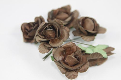 Mini Rose Bulk Paper Flowers 0.5" Brown (144 Stems)