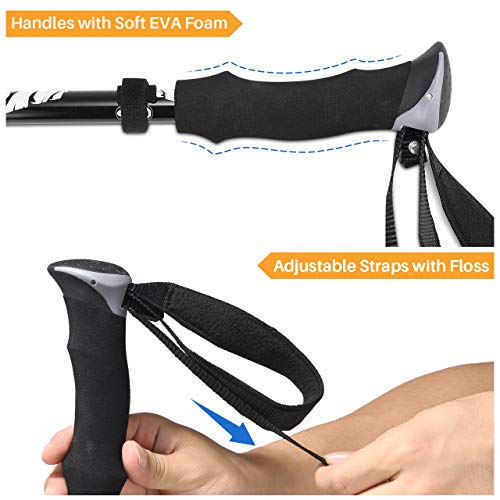 image for TOPELEK Hiking Trekking Poles, 2 Pack Collapsible Aluminum Walking Pol