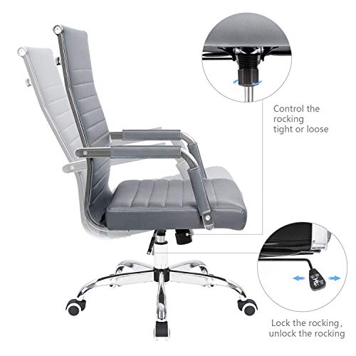 KaiMeng Ribbed Office Desk Mid Back Computer Chair Height Adjustable