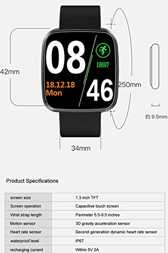 Smart Watch, Waterproof Activity Tracker Heart Rate Monitor Wearable Oxygen Blood Pressure Fitness Tracker Bluetooth Running Watch