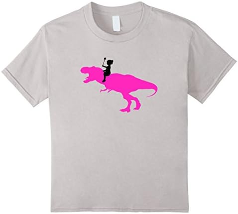 Kids Princess Riding Her Pink T-Rex Dinosaur! Toddler T-Shirt 8 Silver