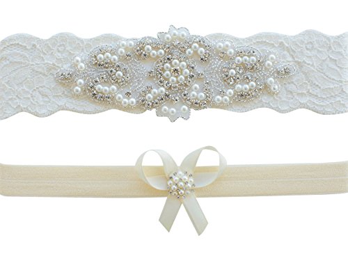 Beaded Garter | Wedding Garter Set | Garters | Ivory Garter | Lace Garters | Wedding Belt | CG101 (XXL (24