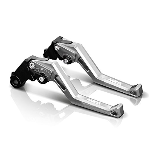 MZS CNC Brake Clutch Levers for Yamaha MT-07/FZ-07 14-17,FZ1 Fazer 06-13,FZ6 Fazer 04-10,FZ6R 09-15,FZ8 11-15,FZ-09/MT-09/SR 14-17,XJ6 Diversion 09-15,XSR700 ABS/XSR900 ABS/XV950 Racer 16-17 Silver