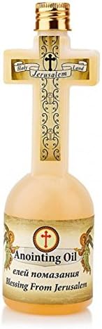 Exclusive Cross Shaped Bottle Blessed Anointing Oil Myrrh Scented From Jerusalem