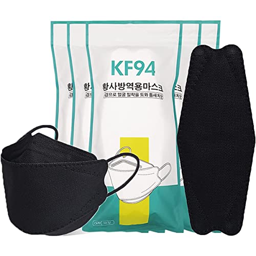 hekarim 50 PCS KF94 Face_KF94_Mask, 4Ply Filtеr KF94 Màsk BEF>94 FDẴ Certified ( (Black 50 pcs