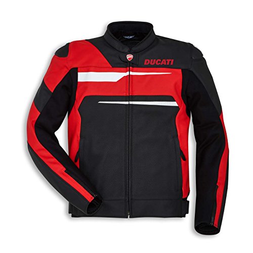 Ducati Speed Evo C1 Perforated Leather Motorcycle Jacket (50, Black/Red)