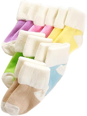 Eden Babe 6 Pairs Baby Toddler Sock Anti Slip Non-skid Sole Turn Cuff Ankle Cotton Socks
