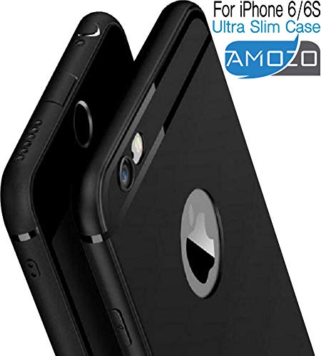 Amozo® Soft Silicone with Anti Dust Plugs Shockproof Slim Back Cover Case Compatible for Apple iPhone 6 / iPhone 6S - Bl