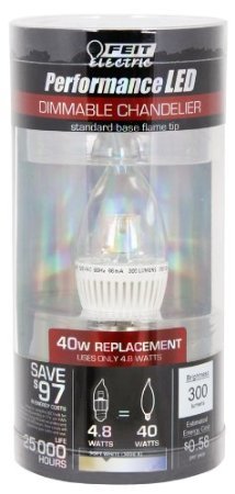 Feit EFC/DM/300/LED LED Dimmable Clear Chandelier Flame Tip