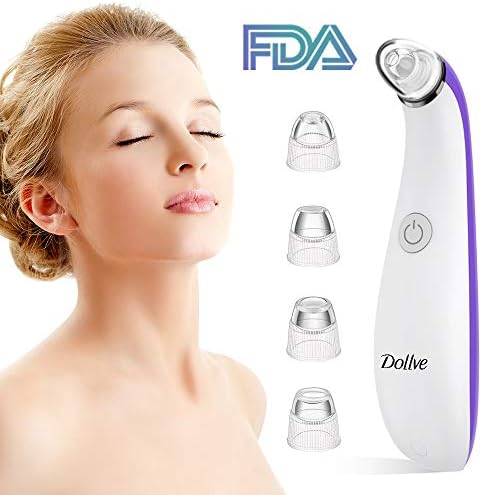 Dollve Blackhead Remover Electric Facial Pore Cleaner with 4 Multi-Functional Probe – Rechargeable Vacuum Blackhead Suction Extractor Tool