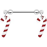 Body Candy Candy Cane Nipple Ring Set of 2
