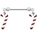Body Candy Candy Cane Nipple Ring Set of 2