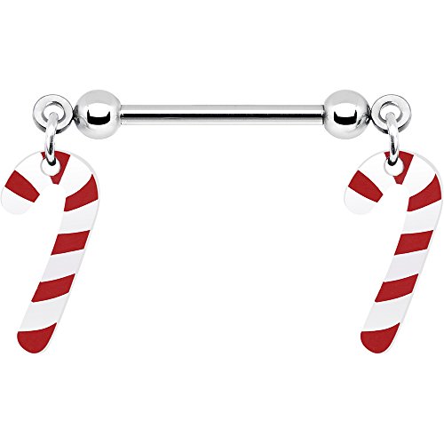 Body Candy Candy Cane Nipple Ring Set of 2