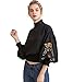 Floerns Women's Embroidery Lantern Sleeve Mock Neck Blouse Top