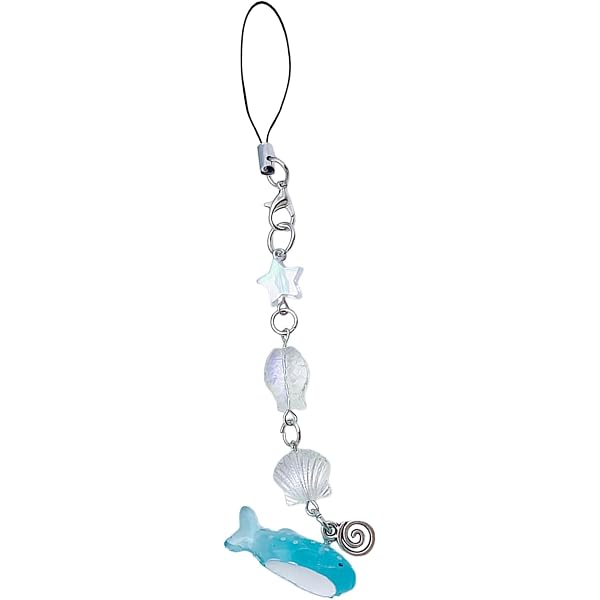 NUEAYMS Ocean Shell Phone Chain Strap Pesce Charm Star Perline Portachiavi Telefono Cordino Acrilico Portachiavi Ciondolo Borsa Gioielli Regalo