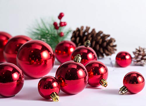 AMS Christmas Ball Plating Ornaments Tree Collection for Holiday Parties Decoration (40ct Brilliance, Red)